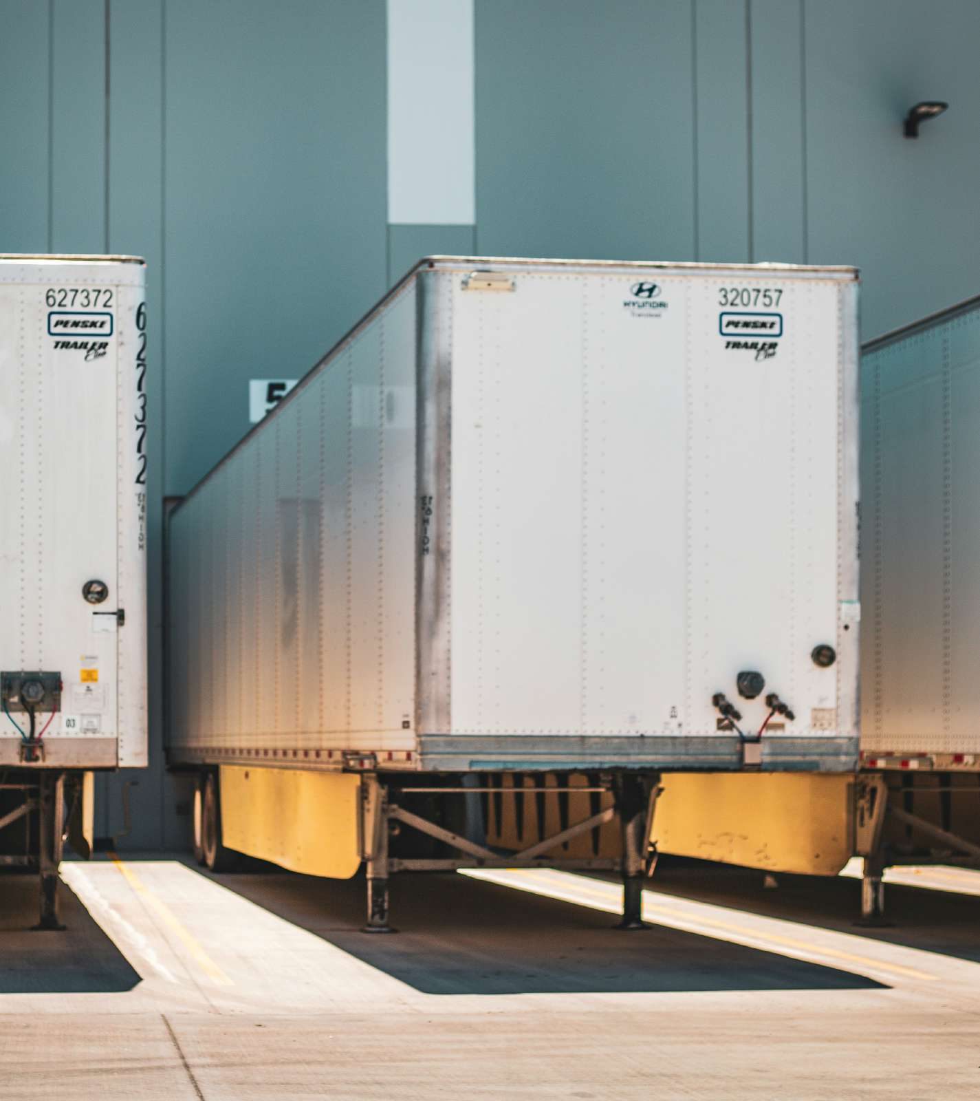 Trailers parked at loading docks