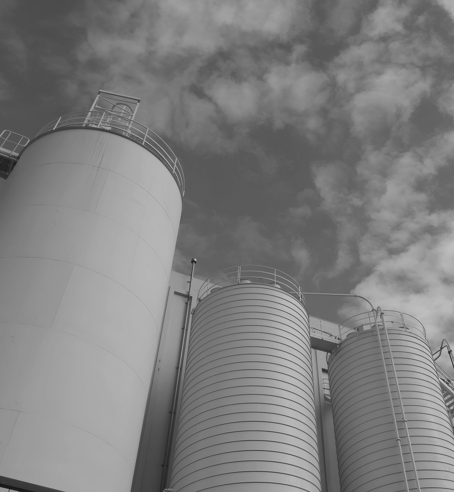 Industrial silos in black and white